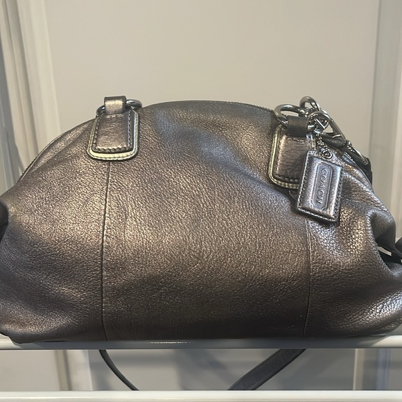 Coach Silver Leather Kristin Dome Crossbody Gunmetal purse - Picture 2 of 6